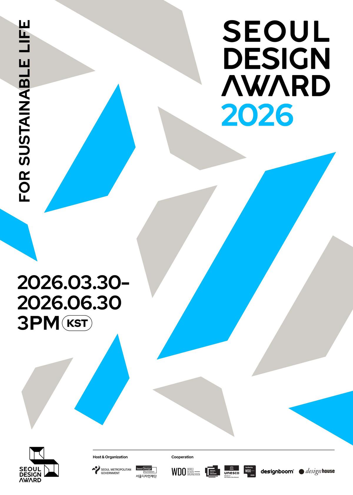 클릭하시면 슬라이드쇼 가 실행됩니다 서울디자인재단은 매년 지속가능한 일상을 위한 디자인에 기여한 디자이너에게 상을 수여하는 「서울디자인어워드」를 개최하고 있으며, 2026년 사람과 사회, 환경의 조화로운 관계 지향을 위한 지속가능한 디자인 접수작을 모집 중에 있습니다.|(사)한국디자인단체총연합회